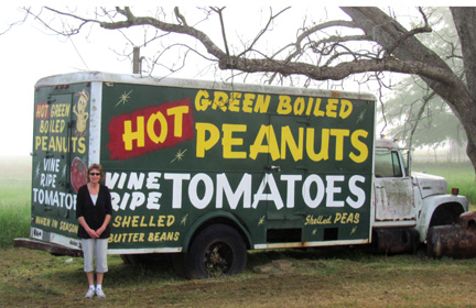 hot green boiled peanuts, vine ripe tomatoes, shelled butter beans, shelled peas, green truck, gretchen