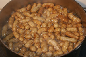 boiling peanuts in pot